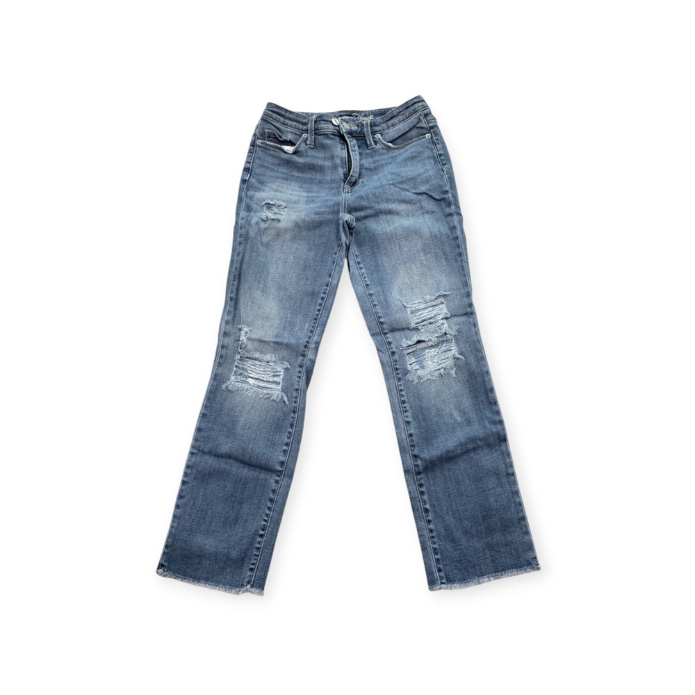 #53 - Universal Thread Jeans Womens 4/27 Distressed Straight Leg Raw Hem Stretch